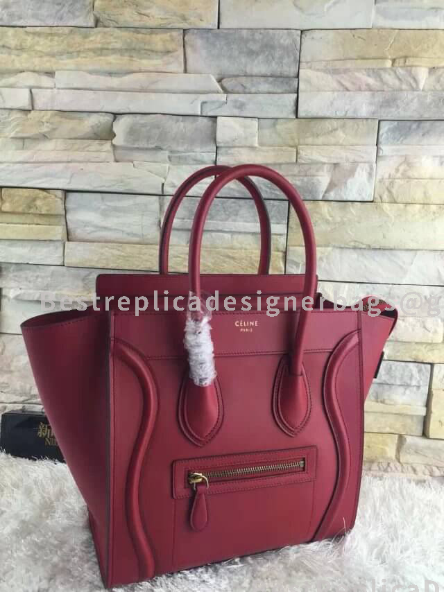 Celine Mini Luggage bag Red Smooth Calfskin